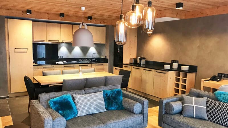 Wohnbereich, Luxus-Appartment, Lodge L’Avancher,