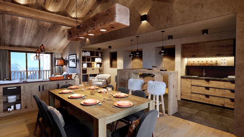 Salon, Luxus-Appartment, Lodge L’Avancher, Val d’Isère