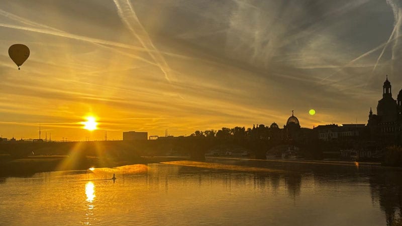 Dresden - Sonnenaufgang über der Elbe Bild: Trips4kids.de