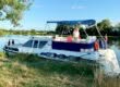 Hausbooturlaub-Fluss Saone- Les Canalous Anlegen-in-der-Natur Foto: © Andrea Fischer, Trips4Kids.de